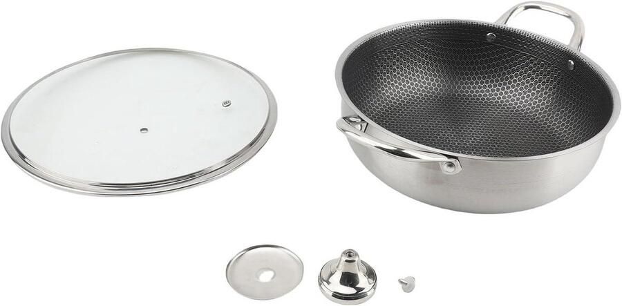 Sauteerpan met Deksel Koekenpan Kookpan Thuis Koken Honingraat Antiaanbaklaag 29.5x39.5x9cm Zilver