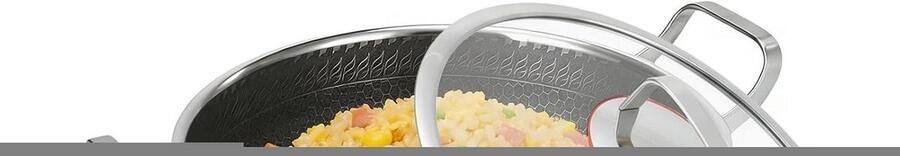 Sauteerpan met deksel Stoofpan braadpan Veelzijdig koken Antiaanbaklaag dubbele handgreep 26 28 30 cm Zilver