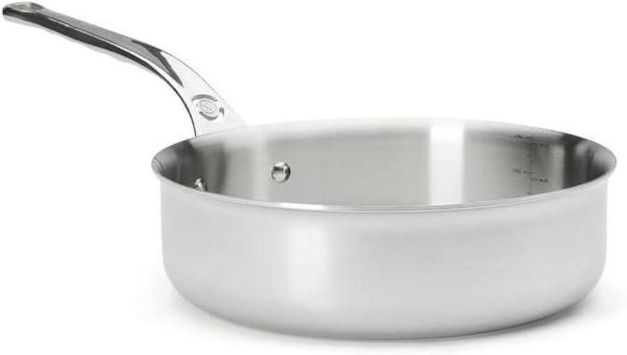 Sauteerpan Rechte Pan Koekenpan Professioneel Koken Meerlaags Materiaal 24 cm Zilver