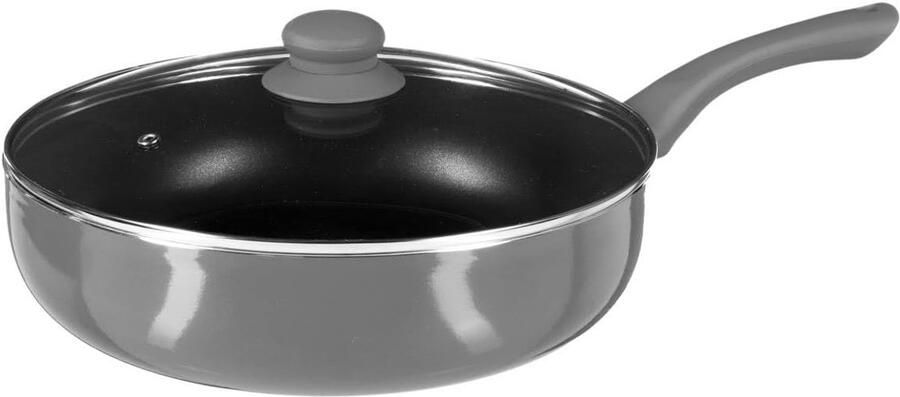 Sauteuse Pan Koekenpan Koken en Bakken Stevige Aluminium Constructie 28cm Diameter Grijs