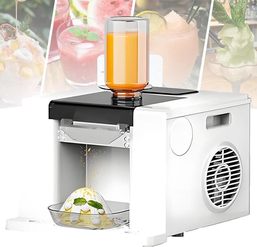 Schaafijsmachine Sneeuwkegelmaker Professioneel Gebruik Automatische Reiniging 60 kg per dag Wit