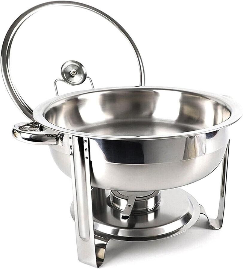 Schaal Buffet Set Voedsel Warmer Feestelijk Serveren Met Brandstofhouder 45 Liter Capaciteit Zilverkleurig