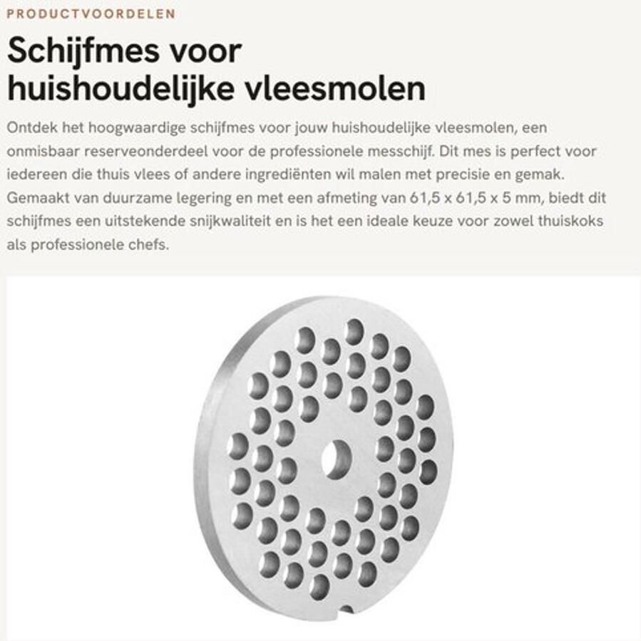 Schijfmes Professioneel Reserveonderdeel Vleesmolen Legering 5 mm Zilver 61 5 x 61 5 mm Veilig en Duurzaam Vleesmolenmes
