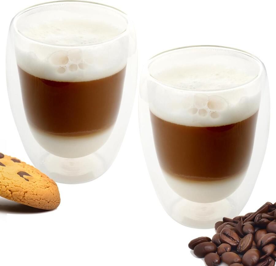 SCHILLER Dubbelwandige koffieglazen latte macchiato-glazen dubbelwandig 2 x 350 ml ideaal als thermoglazen dubbelwandig voor cappuccino koffieglazen theeglazen