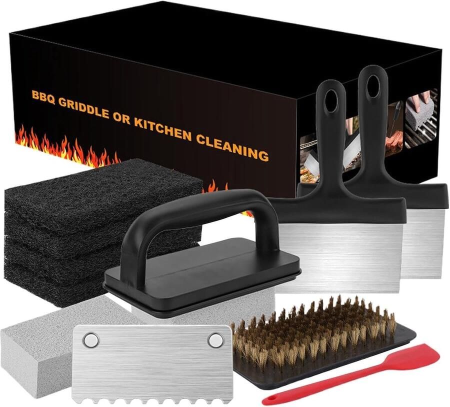 Schoonmaakset Bakplaten Ontvetter Set Grill Reinigen Hittebestendig & Ergonomisch 1.38 kg Zwart