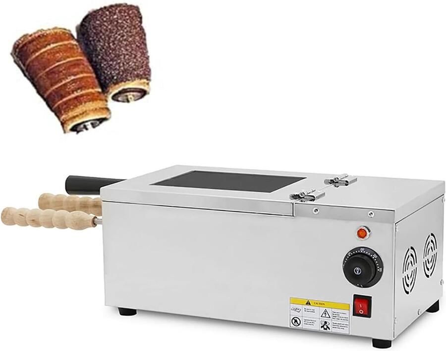 Schoorsteencake Ovens Ijshoorntjes Machine Gebak Maken Automatische Rotatie 2 Trommels Zilver