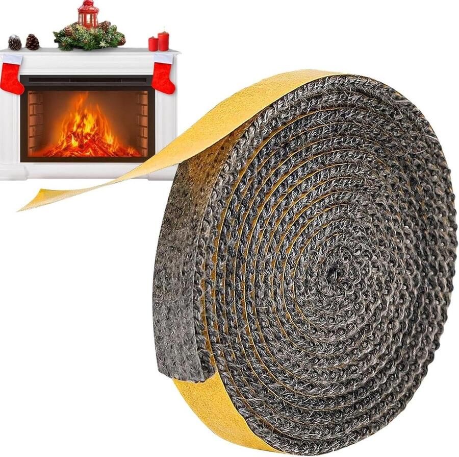 Schoorsteendeurafdichting Oven afdichting tape Houtkachel onderhoud Zelfklevend glasvezel 200 x 1 x 0.3 cm Zwart