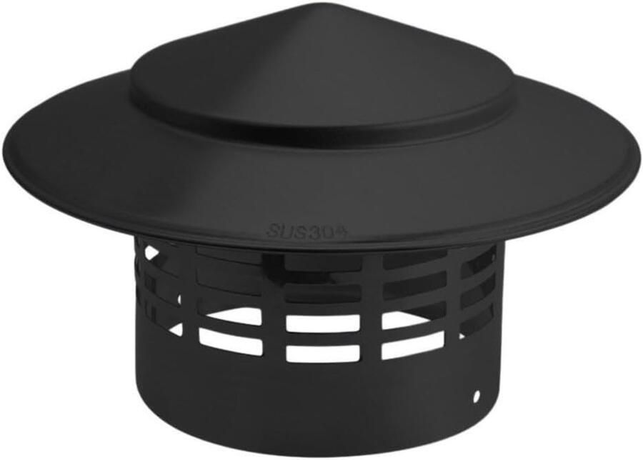 Schoorsteenkap Afzuigkap dak Ventilatie beschermen Roestvrij staal gaas 110 mm Zwart - Foto 1