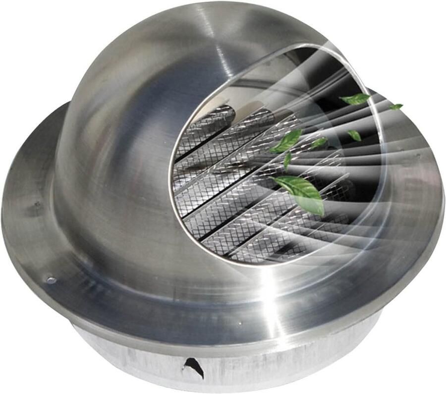 Schoorsteenkap Wandventilatiekap Afzuigkap Schoorsteen Beschermen Met Gaas 125mm Zilver