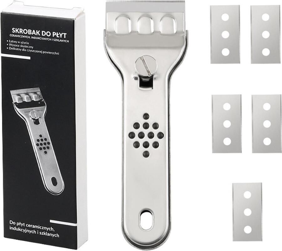 Schraper keuken schraper inductie kookplaat schraper keramische kookplaat met vijf messen roestvrij staal zilver
