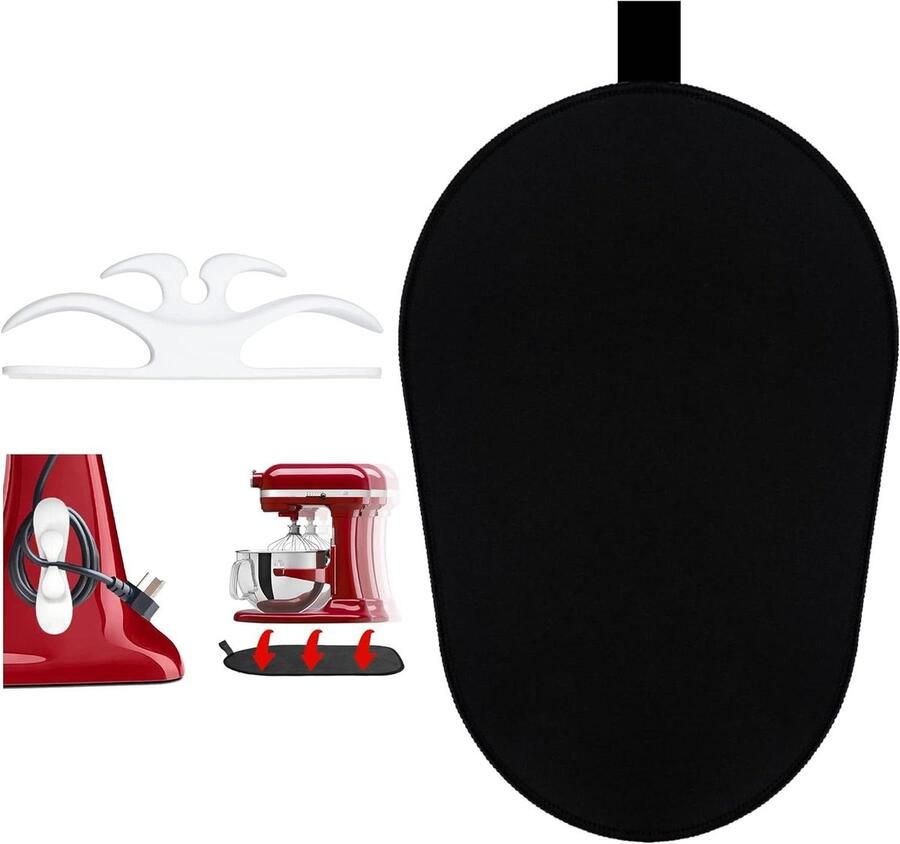 Schuifmat Mixer Keukenmachine Accessoire Apparaat Verplaatsen Antislip Rubber Doek 37 x 25 cm Zwart