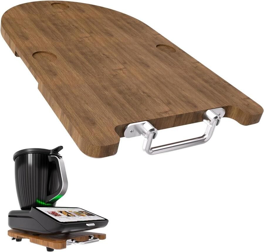 Schuifplank Keukenmachine Glijplank Accessoire Keuken Werkblad Met Wielen Handgreep 41x30 cm Houtkleur