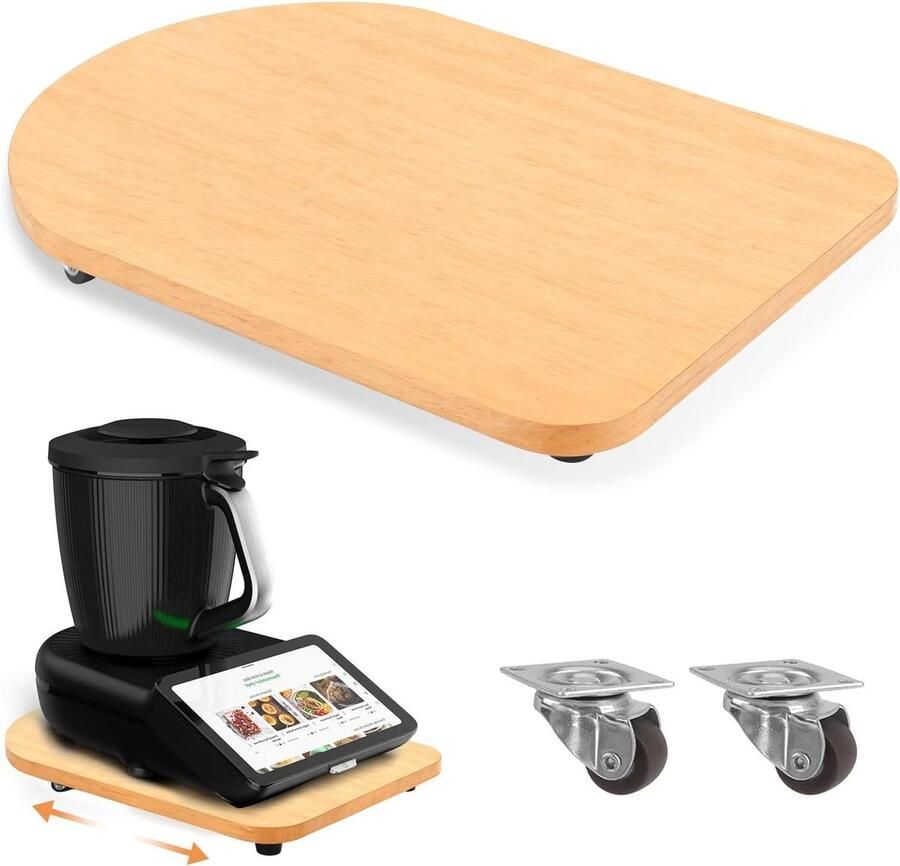 Schuifplank Keukenmachine Rolplank Keukenapparaat Keukenwerkblad Reinigen Met 360° Wielen 40 x 28 cm Bamboe