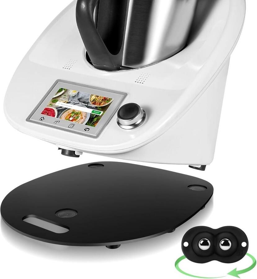 Schuifplank Thermomix Sliderplank Keukenmachine Apparaat Verplaatsen Met Wielen en Handgreep 30 x 35 cm Zwart