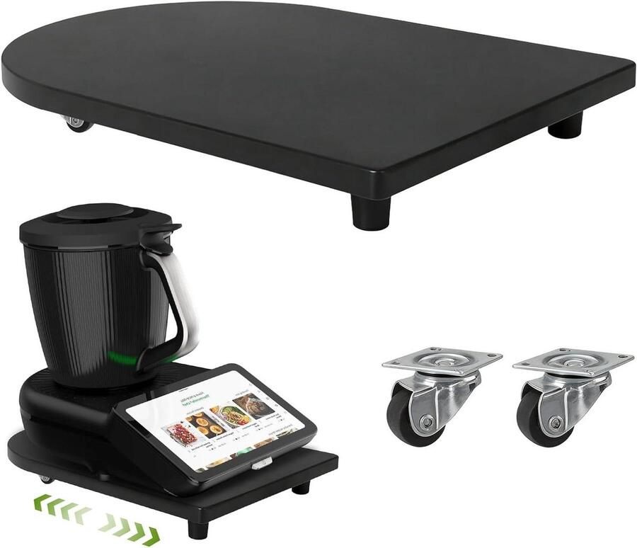 Schuifplank voor keukenmachine Rolplank accessoires Moeiteloos verplaatsen Met 360 graden wielen 30x40x3 cm Zwart