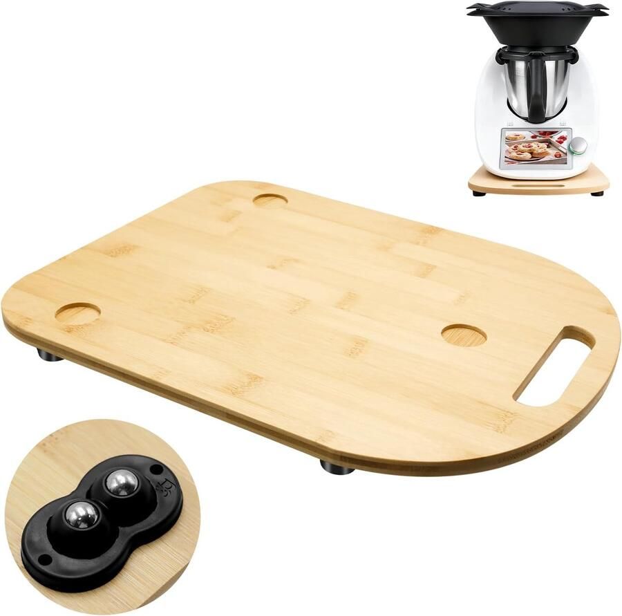 Schuifplank voor Thermo mix TM6 TM5 premium bamboeplank voor Thermomix met wielen snelle rolplank voor Thermomix Vorwerk keukenmachine
