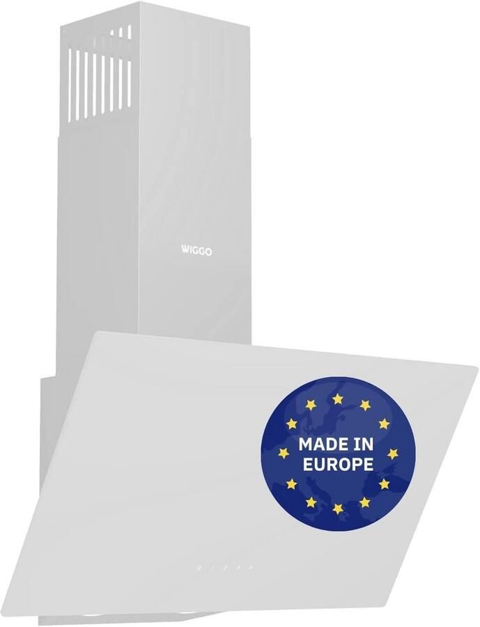 Kopvrije Afzuigkap 60 cm Zwart Glas Schuin Model met Touchdisplay en Krachtige Ventilatie