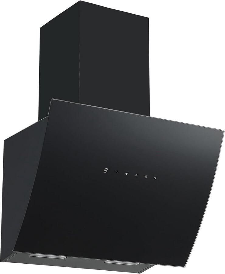 Schuine Afzuigkap 60 cm RVS en Zwart Glas Zowel Afzuiging als Recirculatie