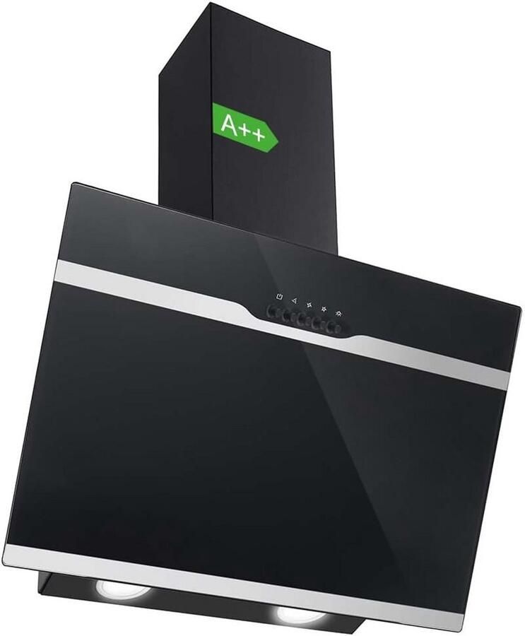 Schuine Afzuigkap 60 cm Zwart Energieklasse A++ met Hoge Afzuigcapaciteit