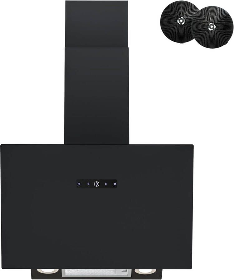 Schuine Afzuigkap 60 cm Zwart Glas met 571 m³ u Afzuigcapaciteit 9 Standen en Borstelloze Motor