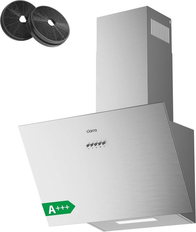 Schuine Afzuigkap 60 cm Zwart Hoog Rendement 650 m³ u Energieklasse A+++