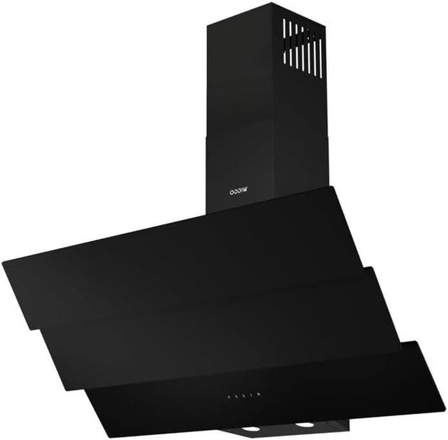Schuine Afzuigkap Wandafzuigkap Keuken Koken Geurvrij Houden Zwart Triple Glas 90 cm Zwart - Foto 1