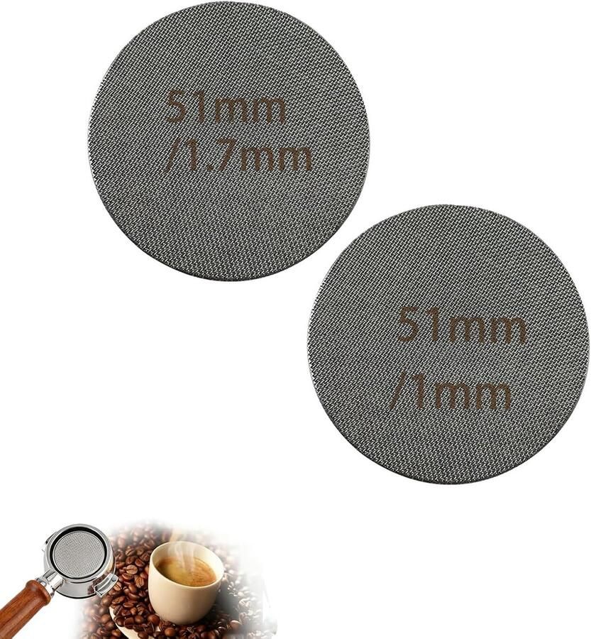 Screen Espresso zeef voor filterdragers 150 µm roestvrij staal accessoires herbruikbaar roestvrij 1 mm 1 7 mm dik voor koffie en puck screen