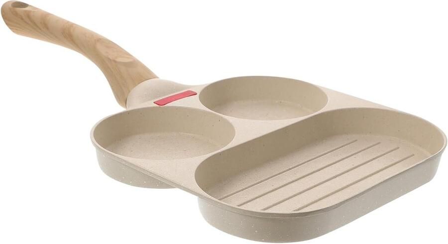 Sectionele Koekenpan Omelet Pan Grillpan Ontbijt Maken 3 Vaks Verdeling 38x19x2.2 cm Zwart