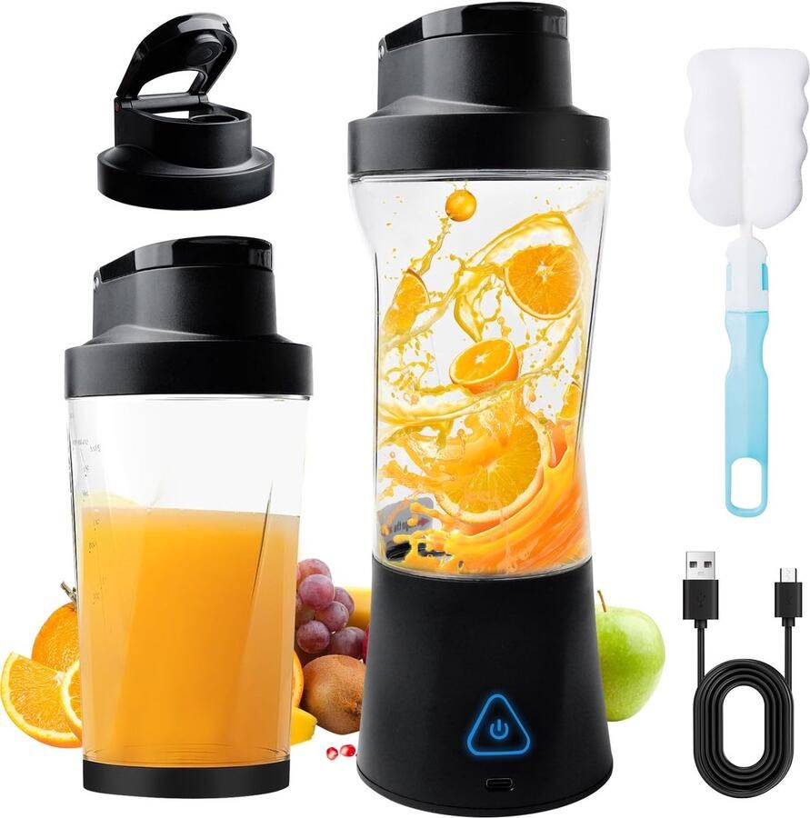 Selbro Smoothiemaker 700 ml draagbare smoothiemixer met 6 messen USB oplaadbare miniblender voor smoothies shakes en proteïneshakes krachtig blender voor op reis op kantoor op de camping en thuis