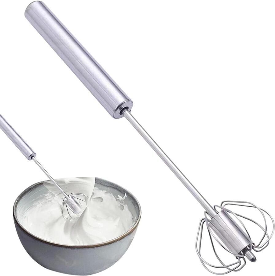 Semi-Automatic Whisk Rotating Semi-Automatic Egg Beater Whisk Hand Mixer Kitchen Tools Non-stick Whisk Blender Long Handle Egg Beater for Milkshakes Whipped Cream