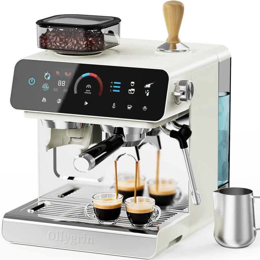 Semi-automatisch espressomachine met melkopschuimer koffiezetapparaat van roestvrij staal compacte espressomachine voor cappuccino en latte macchiato