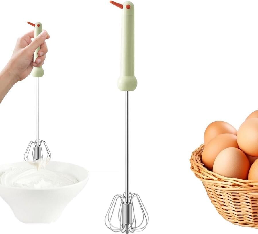 Semi-automatische eiermixer Handmixer Garde Snel kloppen eieren Draadloos en compact 34 cm Groen