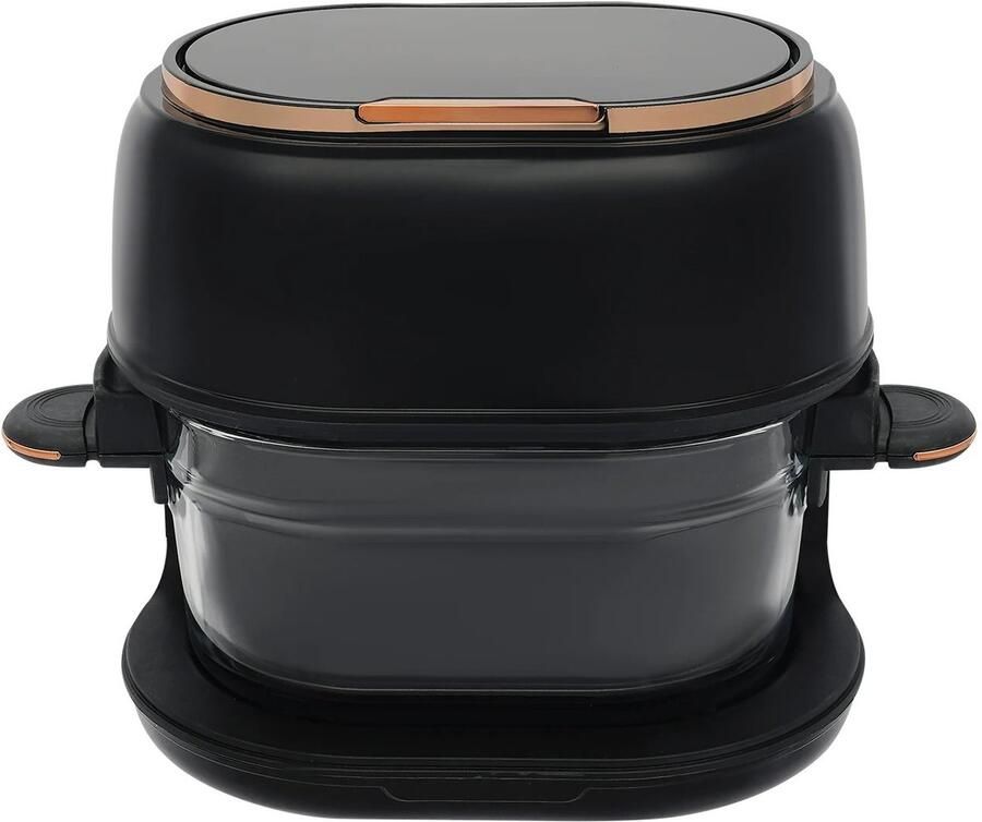 Sensova Airfryer 4L 1350W met Zichtbare Glazen Bakmand LED-Touchscreen en Timer 0–120 min Heteluchtfriteuse Heteluchtoven 60-190 °C PFAS- en BPA-Vrij EU-stekker Modern Zwart-Wit Design