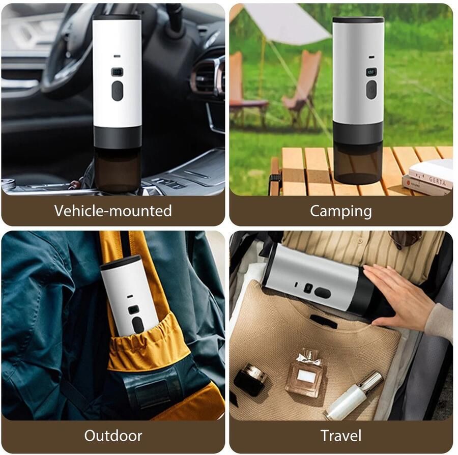 Sensova Draagbaar Elektrisch Koffiezetapparaat 3-in-1 Koffiemachine Voor Koffiecups en Gemalen Koffie Draadloos Espresso Apparaat Voor Reizen Auto Camping en Onderweg