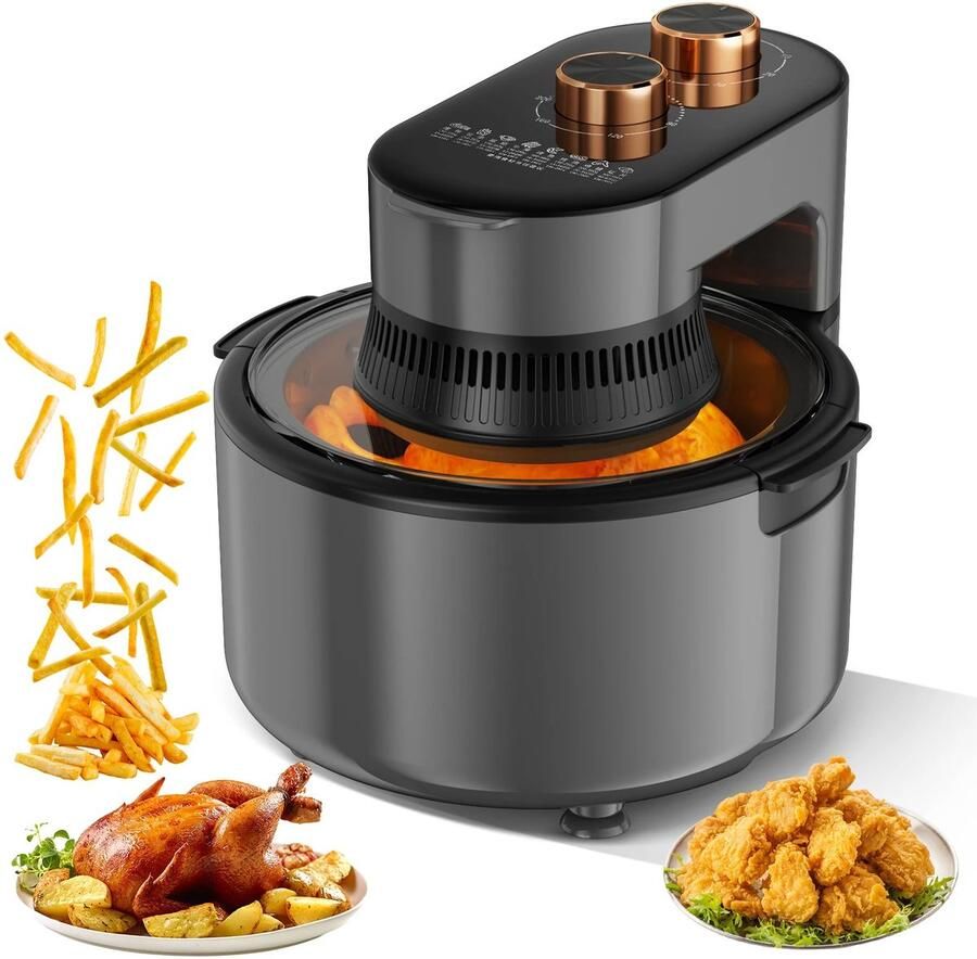 Sensova Heteluchtfriteuse 4 Liter 1200W Slimme Oven met 360° Heteluchtcirculatie Visuele Airfryer met Touch Display en Automatische Programma s voor Gezond Koken