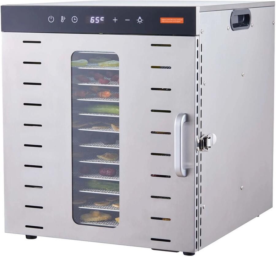 Sensova Voedseldroger Professioneel 10 RVS Dienbladen 1000W met Digitale Timer en Temperatuurregeling Elektrische Dehydrator Voedseldroger voor Fruit Groenten Vlees en Gezonde Snacks Krachtige Droogoven Thuisgebruik en Meal Prep