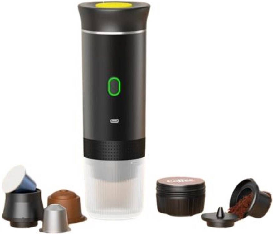 Serolux Draagbare Koffiezetapparaat 12 Volt 15 Bar Espresso Koffiezetapparaat Capsule Koffie Oplos Koffie Geschikt voor Nespresso Dolce Gusto en oploskoffie 60 ml Inclusief koffer 22 × 7 5 × 7 5 cm Groen