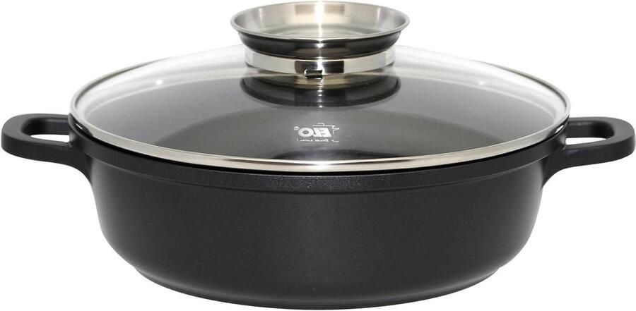Serve pan rond Kookpan Braadpan Algemeen koken Gegoten aluminium 32 cm Zwart
