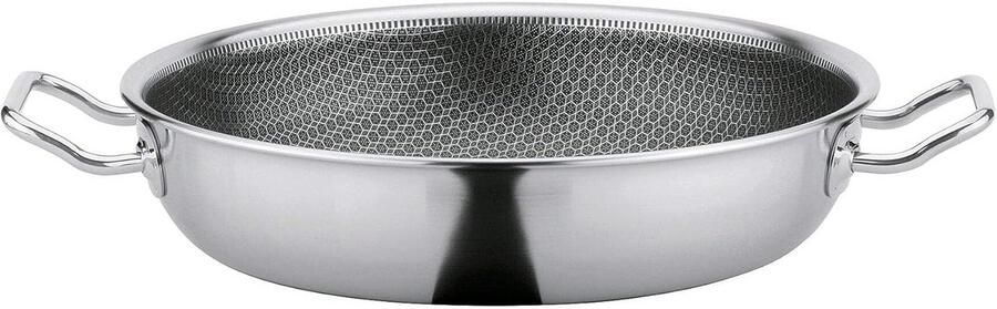 Serveepan RVS Koekenpan Antiaanbak Gezond Koken Krasbestendig Honingraat Ø 28 cm Zilver