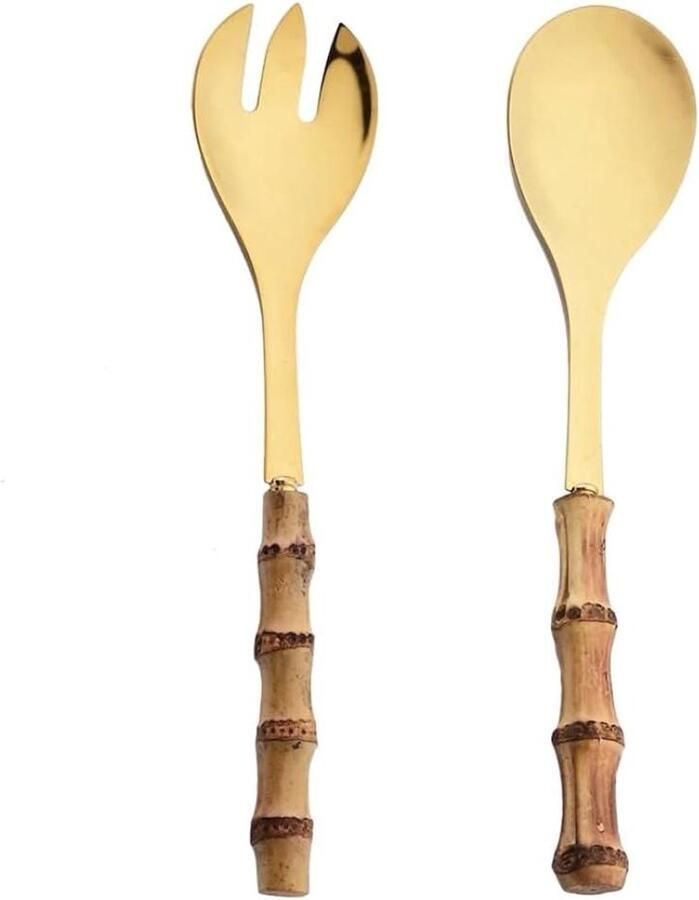Serveerlepel Vorkset Keukenbestek Salade Serveren Lange Steel 2 Stuks Goud