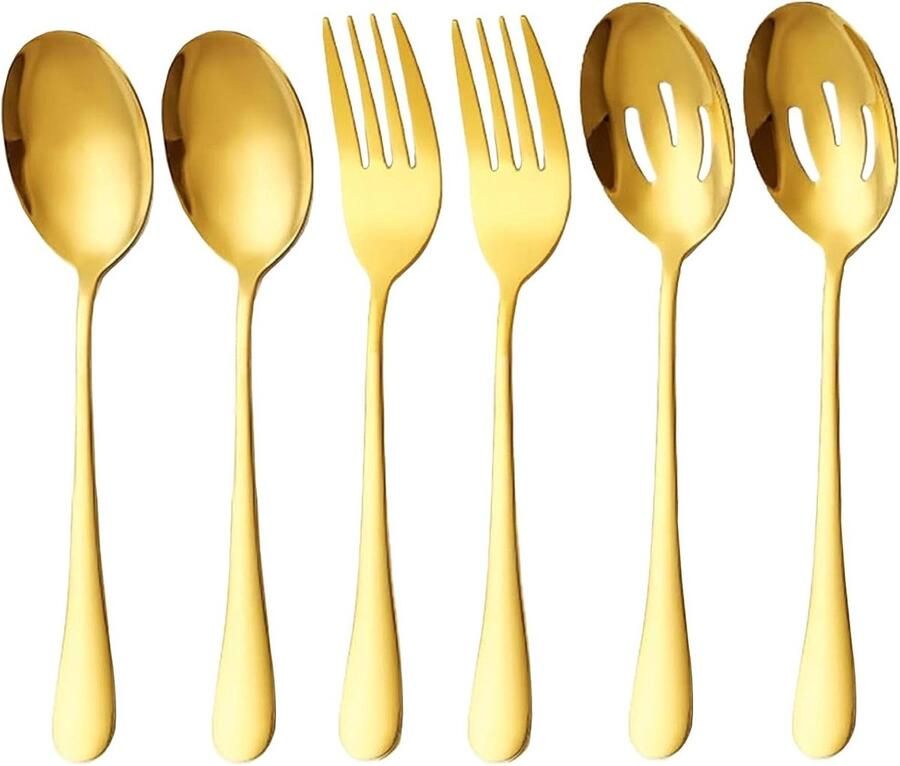 Serveerlepels Set Bestek Lepels Tafel Dekken Gepolijst Roestvrij Staal 6 Delig Goudkleurig