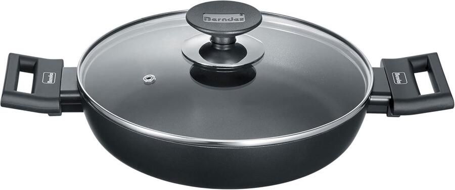 Serveerpan Aluminium Hoge pan Koken en braden Anti-aanbaklaag 24 cm Zwart