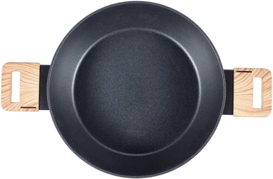 Serveerpan met deksel Kookpan Stoofpan Lange Gerechten Maken Anti-aanbaklaag Ø 28 cm Zwart