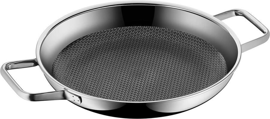 Serveerpan RVS Koekenpan Alle Warmtebronnen Honingraat Structuur 28 cm Zilver