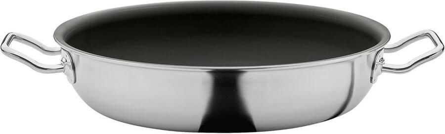 Serveerpan XL Kookpan Koekenpan Lekker Koken Natuurlijk Anti-aanbak Effect 28 cm Zilver