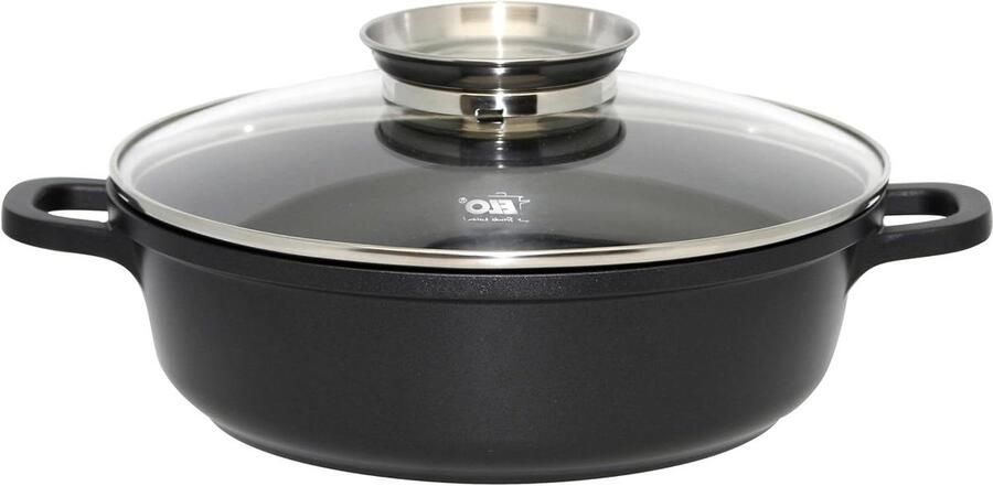 Serveerschaal met Deksel Gegoten Aluminium Pan Algemeen Koken PFAS-vrije Anti-aanbaklaag 32 cm Zwart