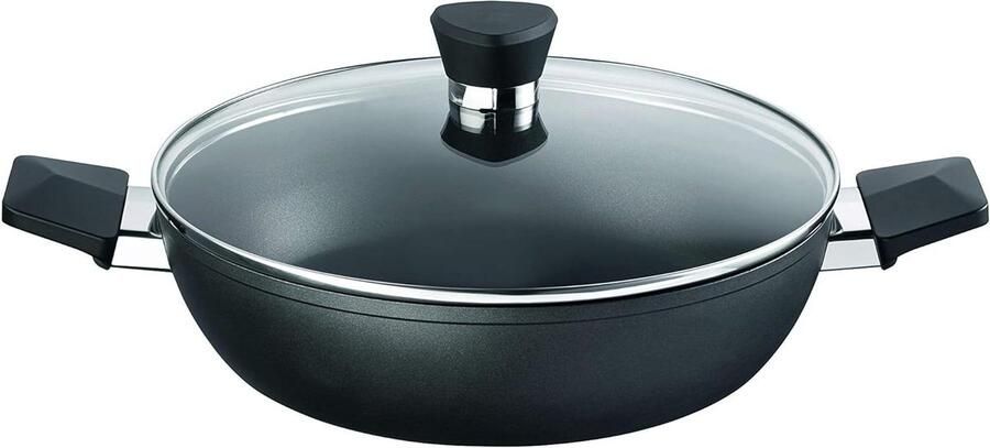 Serveerschaal met Deksel Grote Koekenpan Mooie Maaltijden Bereiden HI-TEC Antiaanbaklaag 28 cm Diameter Zwart