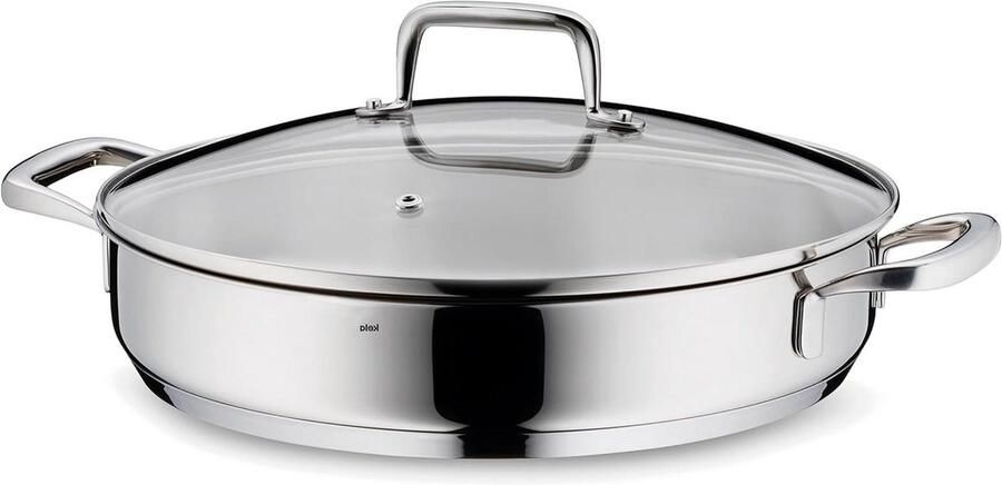 Serveerschaal Roestvrij Staal Grote pan Koken en serveren Energiebesparende bodem 28 cm Zilverkleurig