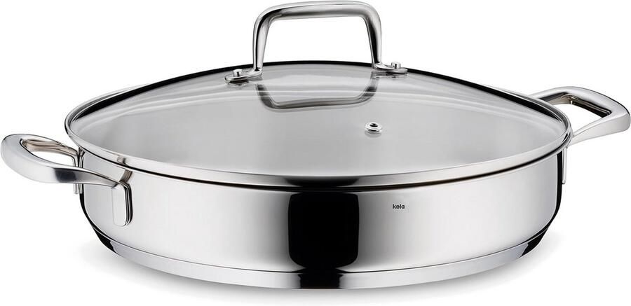 Serveerschotel Roestvrij Staal Grote pan Koken en serveren Energiebesparende bodem Diameter 28cm Zilverkleurig