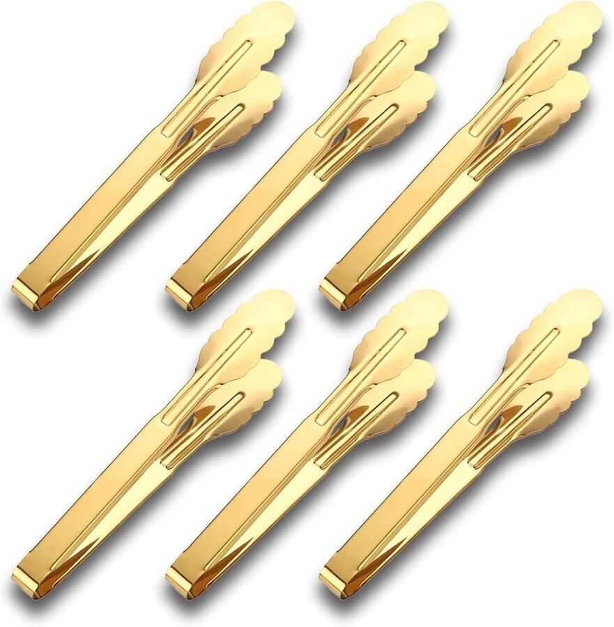 Serveertangen Set Gouden Tangen Buffet en Feest Antislip Grip 6 Delig Goud